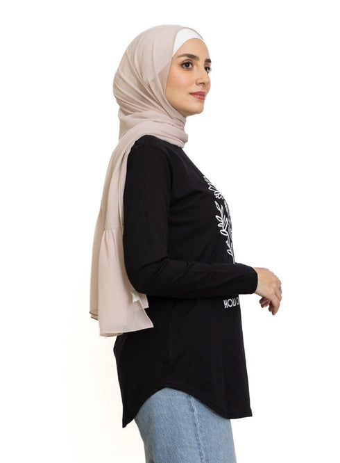 Black Printed Long - Sleeve Design 4 - Khotwh